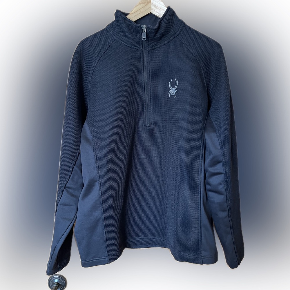 Men’s Spyder Half Zip mid layer. Black. Size Large.